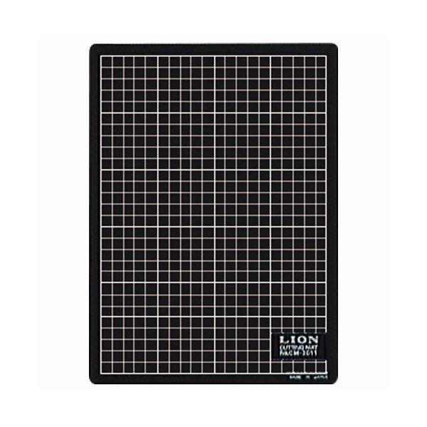 （まとめ） ライオン事務器 カッティングマット再生PVC製 両面使用 300×220×3mm 黒／黒 CM-3011 1枚 〔×5セット〕
