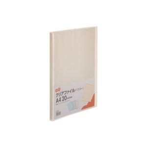 （まとめ）TANOSEE クリアファイル A4タテ20ポケット 背幅14mm イエロー 1セット(10冊) 〔×5セット〕