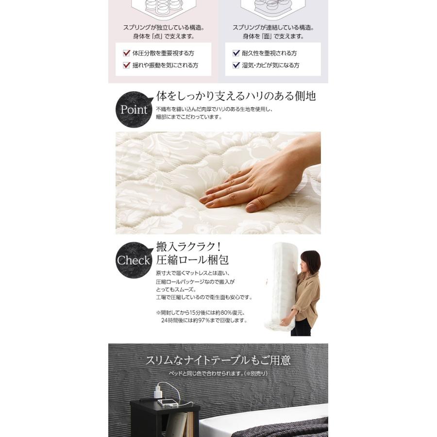 ベッド 収納付き 引き出し付き 木製 省スペース コンパクト ヘッドレス シンプル モダン ブラック セミダブル ベッドフレームのみ 