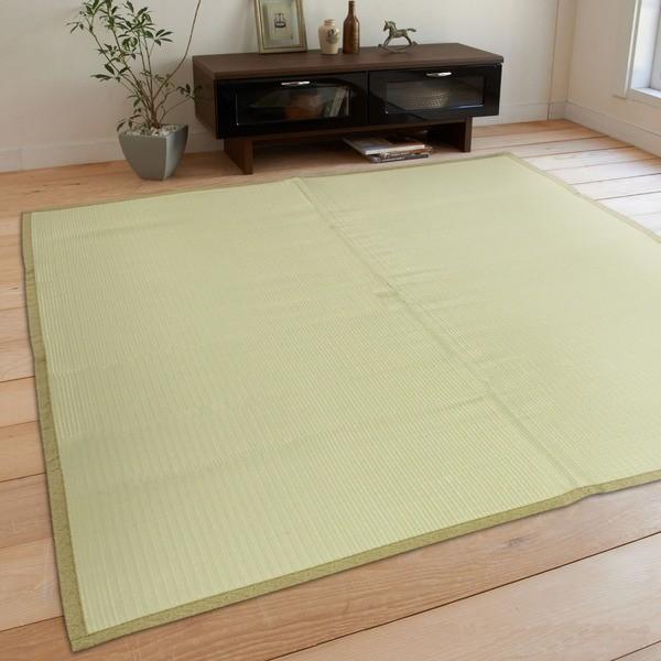 レジャーシート 洗える い草 PP 352×352cm 江戸間 8畳 グリーン PP無地 九装