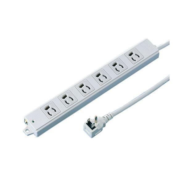 (まとめ）サンワサプライ 工事物件タップ 抜け止めL型プラグ 3P・6個口 5.0m TAP-K6L-5 1個〔×3セット〕