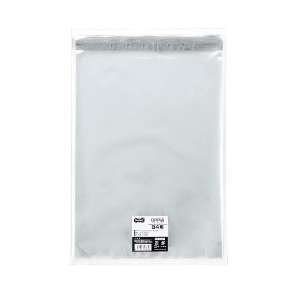 (まとめ）TANOSEE OPP袋 フタ・テープ付B4用 270×370+40mm 1セット（1000枚：100枚×10パック）〔×3セット〕