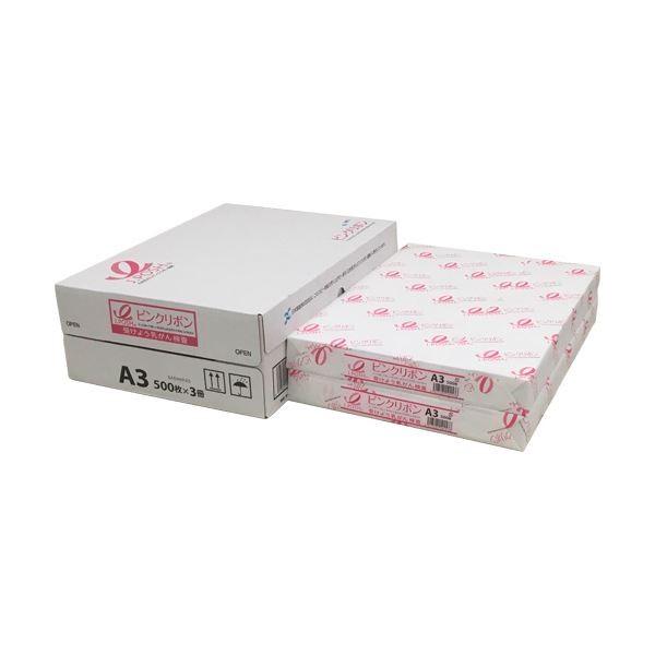 (まとめ) 日本製紙 ピンクリボンPPC A364g/m2 01A58Q3A3 1箱(1500枚:500枚×3冊) 〔×5セット〕