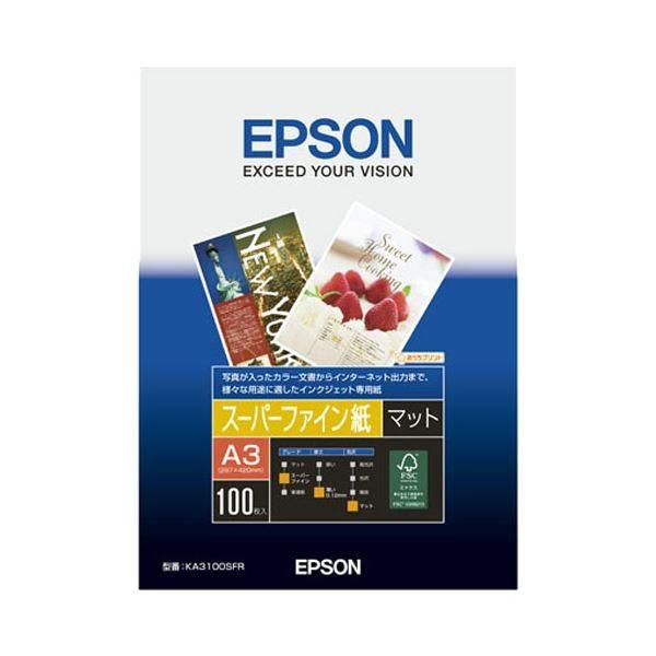 (まとめ) エプソン EPSON スーパーファイン紙 A3 KA3100SFR 1冊（100枚） 〔×5セット〕