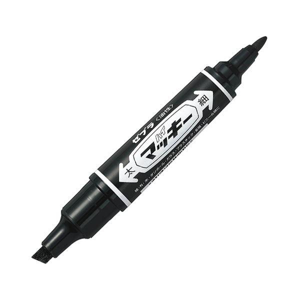 (まとめ) ゼブラ 油性マーカー ハイマッキー 角芯太字+丸芯細字 黒 MO-150-MC-BK 1セット(10本) 〔×10セット〕