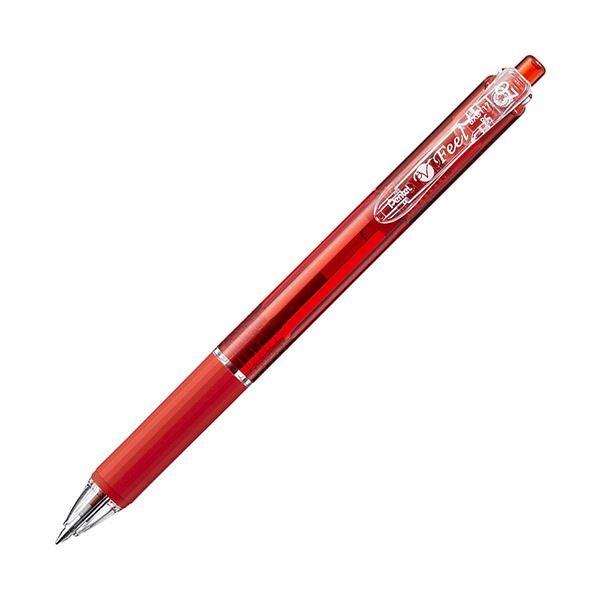 (まとめ) ぺんてる 油性ボールペン ビクーニャフィール 0.7mm 赤 BXB-117B 1セット（10本） 〔×10セット〕