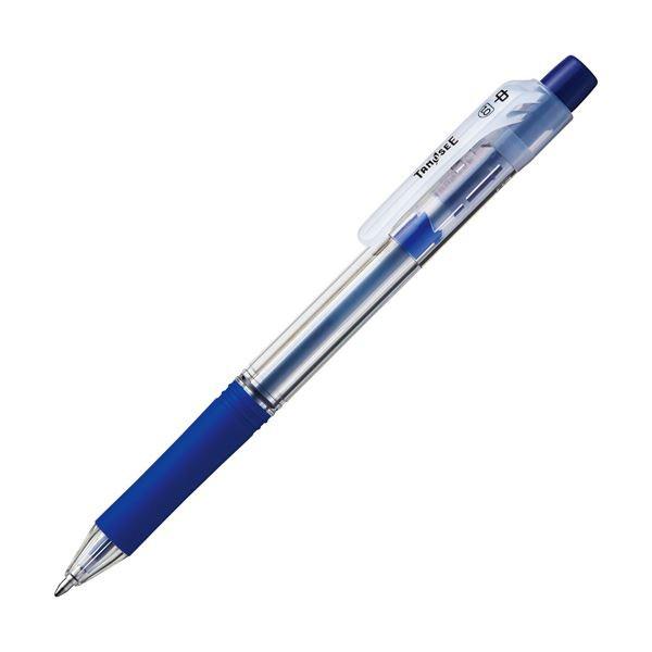 (まとめ) TANOSEE ノック式油性ボールペン ロング芯タイプ 1.0mm 青 1セット（10本） 〔×10セット〕