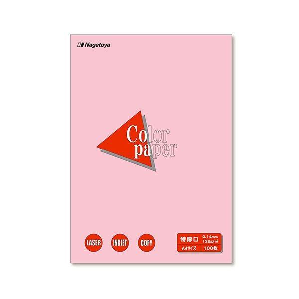 (まとめ) 長門屋商店 Color Paper A4 特厚口 桃 ナ-3421V 1冊（100枚） 〔×10セット〕