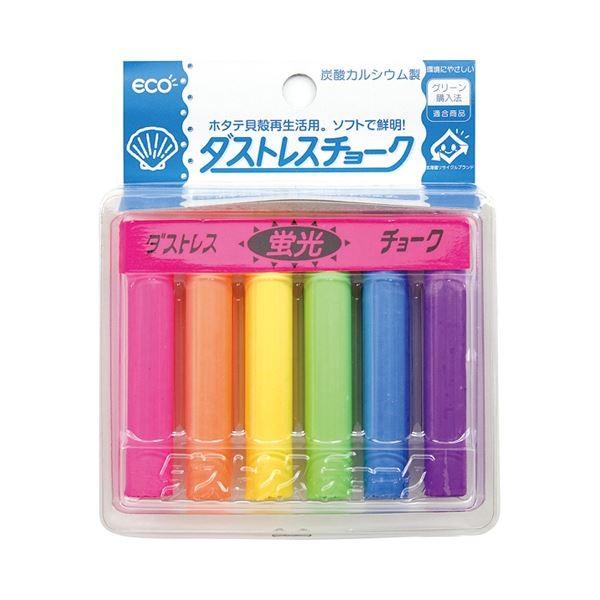(まとめ) 日本理化学 ダストレスチョーク 炭酸カルシウム製 6色 DCK-6-6C 1箱(6本：各色1本) 〔×30セット〕