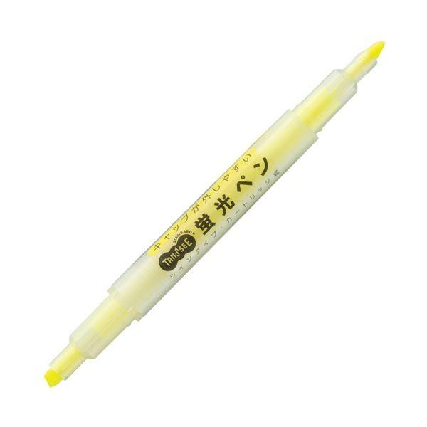 (まとめ) TANOSEEキャップが外しやすい蛍光ペン ツイン 黄 1本 〔×100セット〕