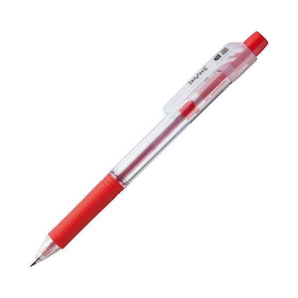 (まとめ) TANOSEE ノック式油性ボールペン ロング芯タイプ 0.7mm 赤 1本 〔×100セット〕