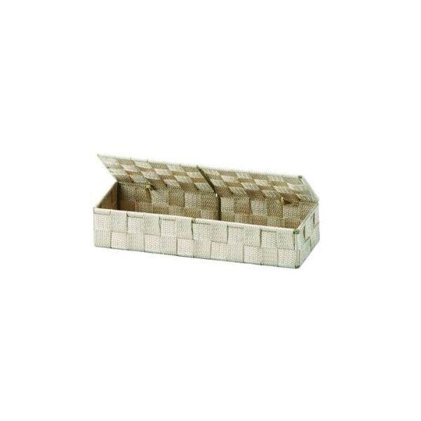(まとめ) カトラリーケース/収納ケース 〔ナチュラル〕 ふた付き PP編み キッチン用品 〔×48個セット〕