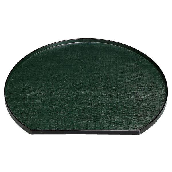 尺3 布目半月盆/トレー 〔グリーン塗 木〕 393mm×348mm×16mm 日本製 木製 〔和食 レストラン 居酒屋 店舗 お店〕