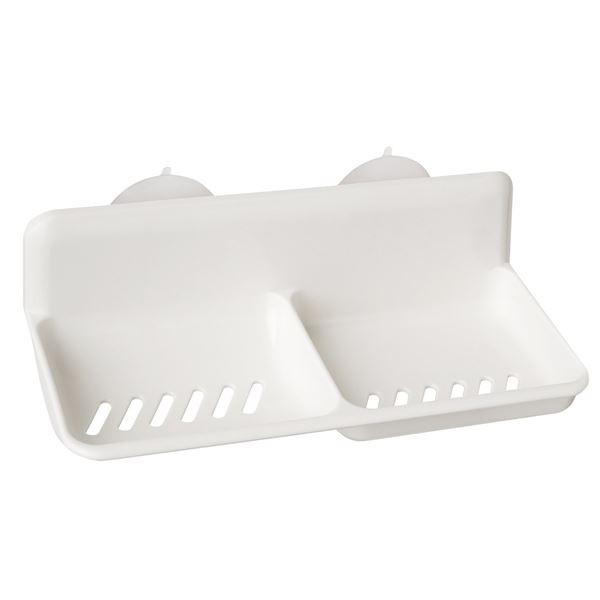 石けんラック/ソープディッシュ 〔ダブル ホワイト〕 水切り穴付き バス用品 レック 〔48個セット〕