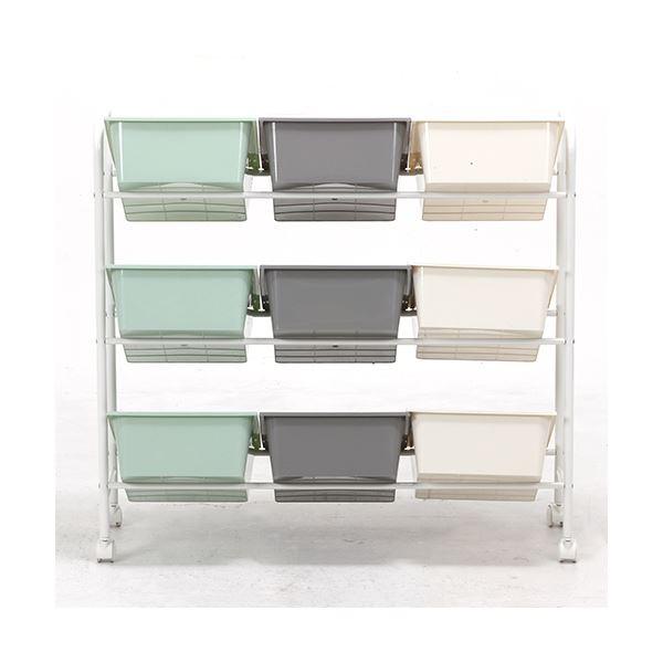 収納棚 収納ラック 幅905×奥行360×高さ860mm スチール PP キャスター付き キッズラック color 9マス リビングの画像