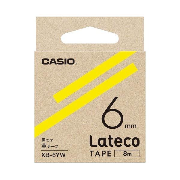 （まとめ）カシオ計算機 ラテコ専用テープXB-6YW 黄に黒文字（×10セット）