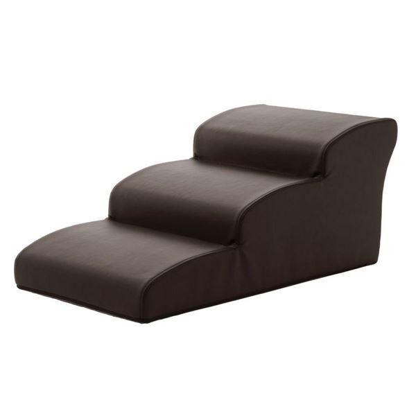 ドッグステップ/ペット用品 〔3段 ブラウン〕 幅40.5cm 合皮/合成皮革張地 ウレタンフォーム 〔リビング 室内犬〕