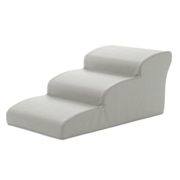 ドッグステップ/ペット用品 〔3段 アイボリー〕 幅40.5cm 合皮/合成皮革張地 ウレタンフォーム 〔リビング 室内犬〕
