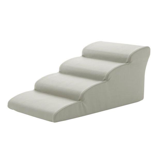 ドッグステップ/ペット用品 〔4段 アイボリー〕 幅40.5cm 合皮/合成皮革張地 ウレタンフォーム 〔リビング 室内犬〕