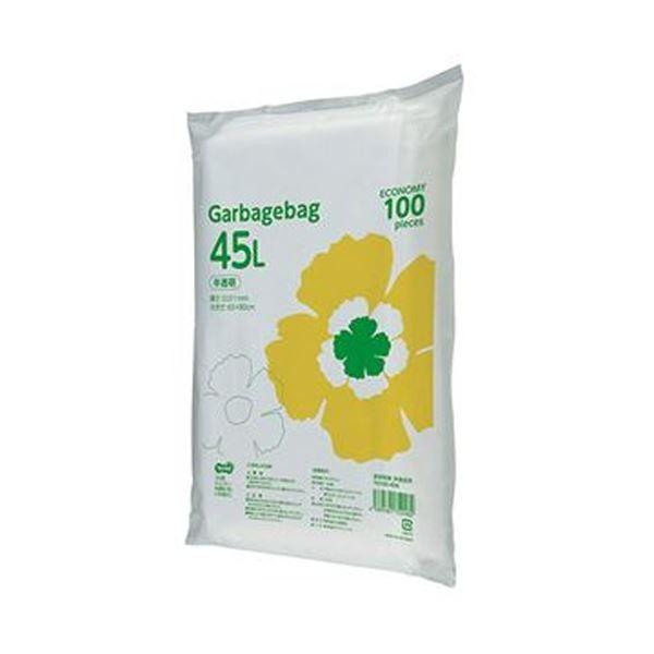 （まとめ）TANOSEE ゴミ袋エコノミー 半透明 45L 1パック（100枚）〔×20セット〕
