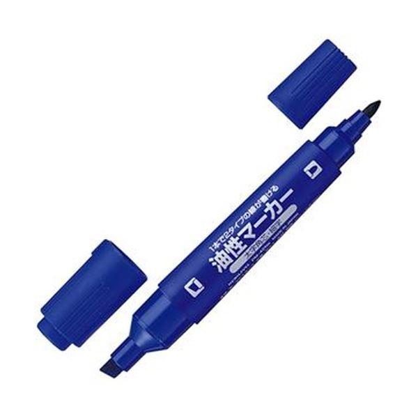 （まとめ）コクヨ 再生樹脂油性マーカーツイン太字+細字 青 PM-42NB 1セット（10本）〔×10セット〕の画像