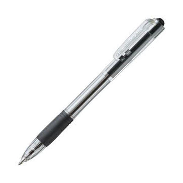 （まとめ）TANOSEE ノック式油性ボールペングリップ付 0.7mm 黒（軸色：クリア）1セット（100本：10本×10パック）〔×5セット〕