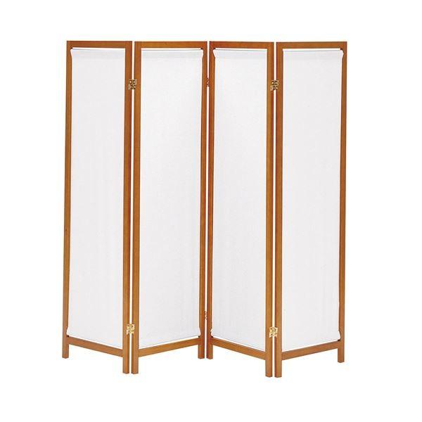木製 スクリーン/パーテーション 〔帆布 4連 ブラウン〕 幅440×奥行20×高さ1500mm×4枚 〔リビング 客室 客間〕 完成品