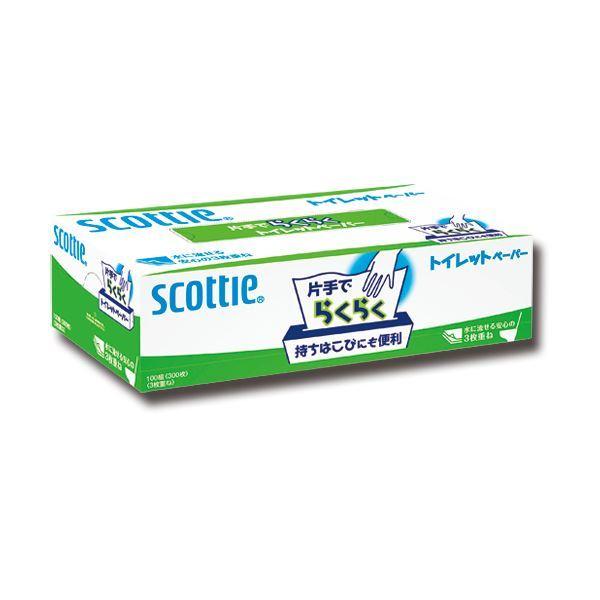 （まとめ）日本製紙クレシア スコッティ 片手でらくらくトイレットペーパー 3枚重ね 100組 1セット（20箱） 〔×3セット〕