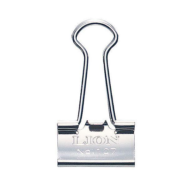 （まとめ）ライオン事務器 バインダークリップ ニッケルメッキ 小 口幅19mm No.107N 1箱（10個） 〔×30セット〕