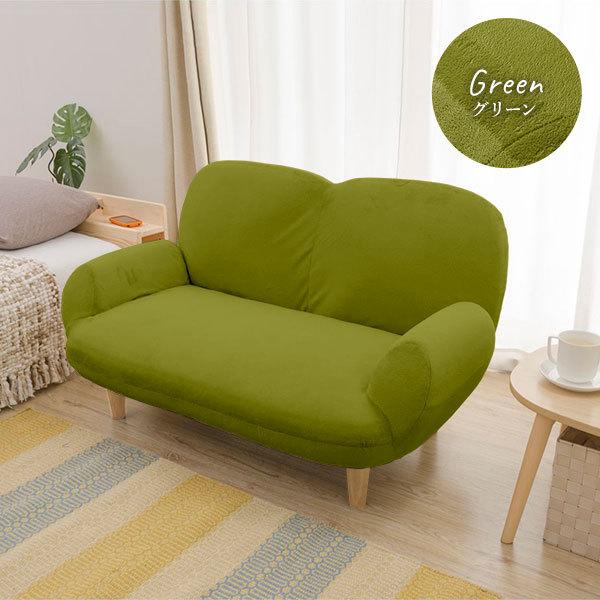 コンパクトソファー/ローソファー 〔レッド・ナチュラル脚〕 肘付き 2