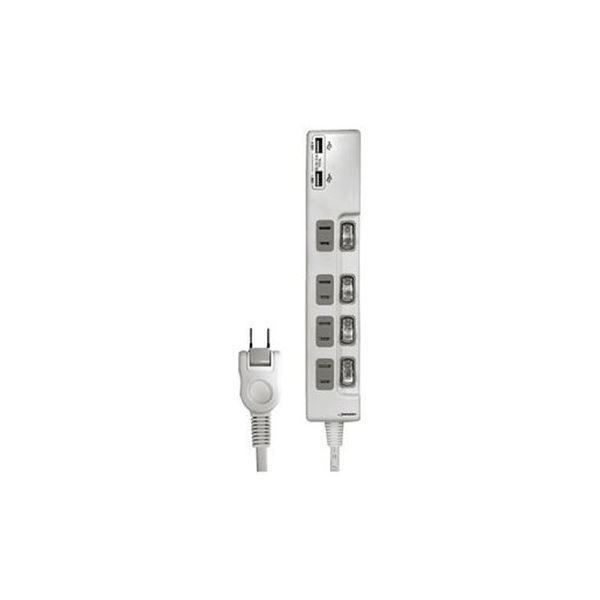 （まとめ）HIDISC USB2ポート付き 節電タップ HDUTC4U2WH〔×3セット〕