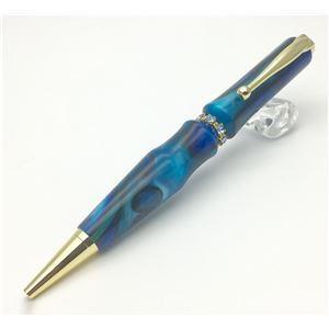 ブランド登録なし - 日本製 スワロフスキー ボールペン/文房具 〔青碧〕 差し交わす手あい 芯：0.7粍 文具 事務室装置 『Acrylic』 キッチン、日用品、文具-文具、ステーショナリー-万年筆