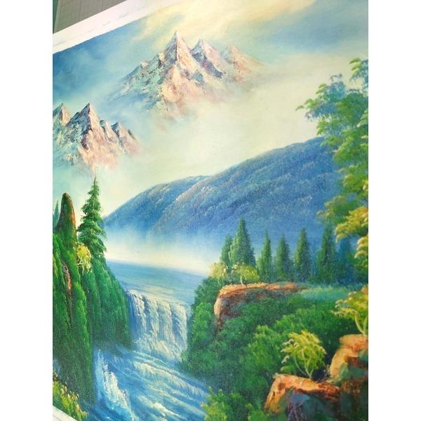 迫力ある大きい油絵 〕 油絵額 F10号サイズ グリーン 「大自然の恵