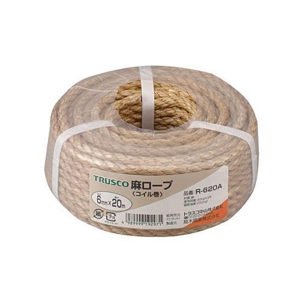 (まとめ) TRUSCO 麻縄索 3つ打 線径6mm×長さ20m R-620A 1巻 〔×5仕かける〕