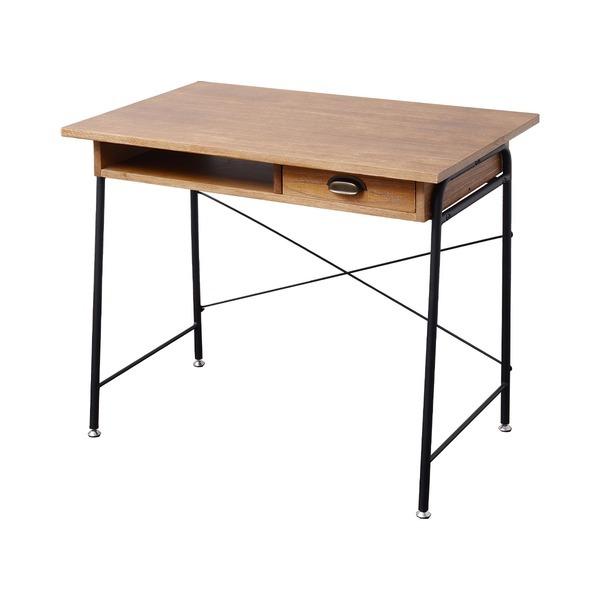 パソコンデスク ワークデスク 約幅860mm スチールパイプ 木製 桐材 組立品 リビング 子供部屋 書斎 在宅ワーク〔代引不可〕