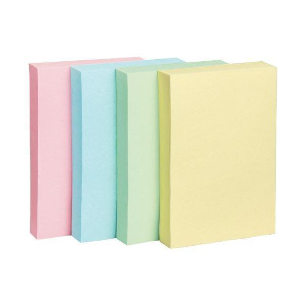 （まとめ）TANOSEE ふせん 75×50mm4色混色1セット(50冊：10冊×5パック)〔×3セット〕