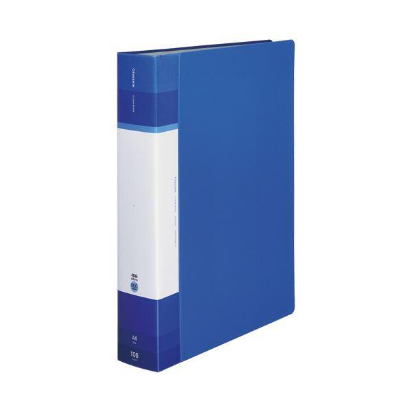 （まとめ）コクヨ クリヤーブック(Glassele) 固定式・背ポケット A4タテ 100ポケット ブルー ラ-GLB100B 1冊〔×5セット〕