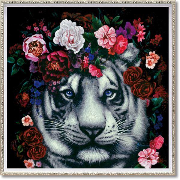 ユーパワー オイルペイントアート Mサイズ 「フラワー タイガー