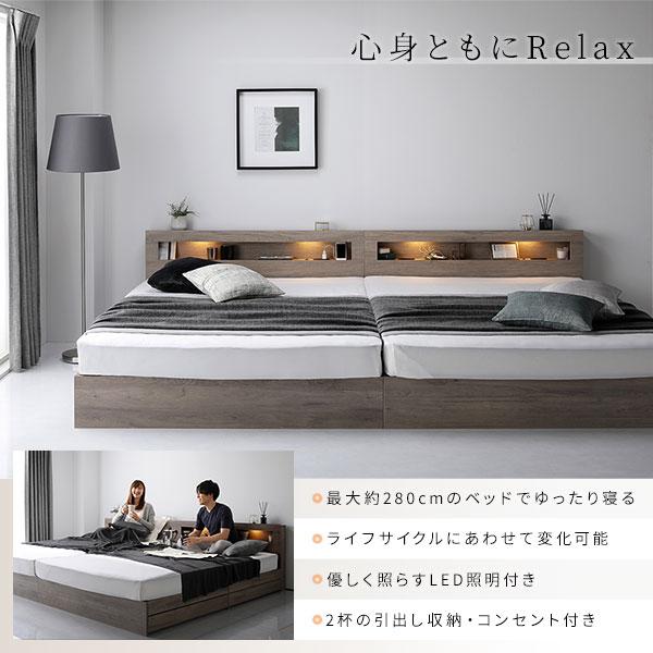 安い ベッド シングル ベッドフレームのみ ホワイト 照明付 収納付 棚付 宮付 コンセント付