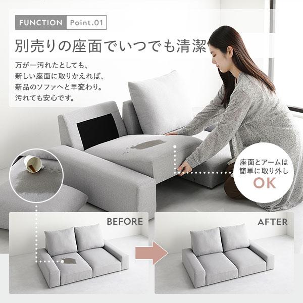ローソファ フロアソファ 2人掛け ライトグレー 幅119cm 2P ローソファ フロアソファ 2人掛け ライトグレー 幅119cm 2P