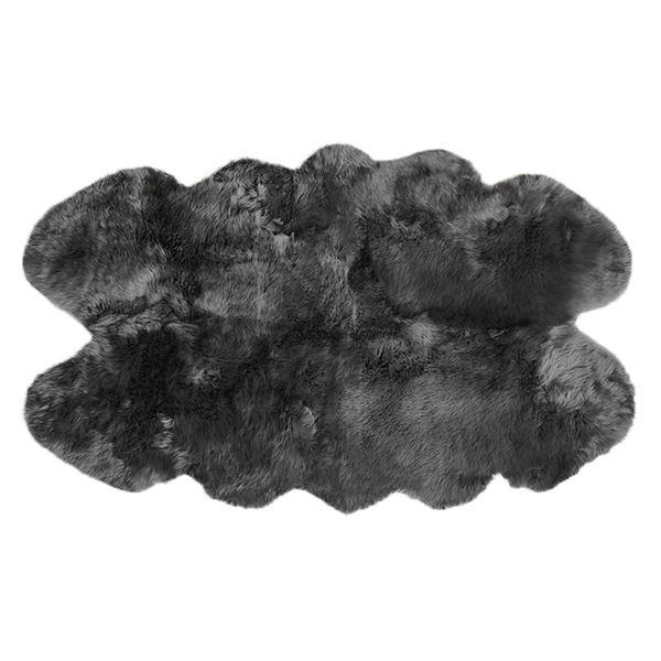 ムートンラグ 約90×160cm 4匹サイズ ダークグレー : ヤマドウ