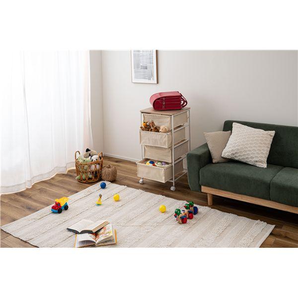 キャンバスチェスト 4段 約W43×D44×H84cm ホワイト キャスター付き 収納家具 衣類収納_5