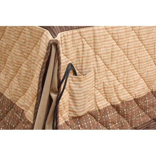 ハイタイプ 高脚用 こたつ布団 〔単品 薄掛け ベージュ 235×235cm〕 折りたたみ収納 コンパクト仕様 しじら ボア 〔リビング〕の画像