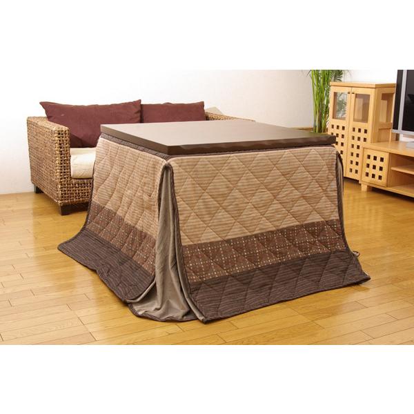 ハイタイプ 高脚用 こたつ布団 〔単品 薄掛け ベージュ 235×235cm〕 折りたたみ収納 コンパクト仕様 しじら ボア 〔リビング〕の画像