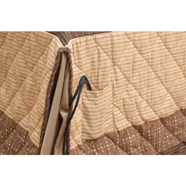 ハイタイプ 高脚用 こたつ布団 〔単品 薄掛け ベージュ 235×235cm〕 折りたたみ収納 コンパクト仕様 しじら ボア 〔リビング〕の画像