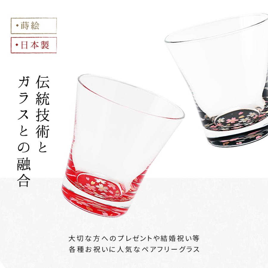 グラス ペア ガラス 漆器 ぬりもん de Verre 蒔絵 桜 赤 黒 名