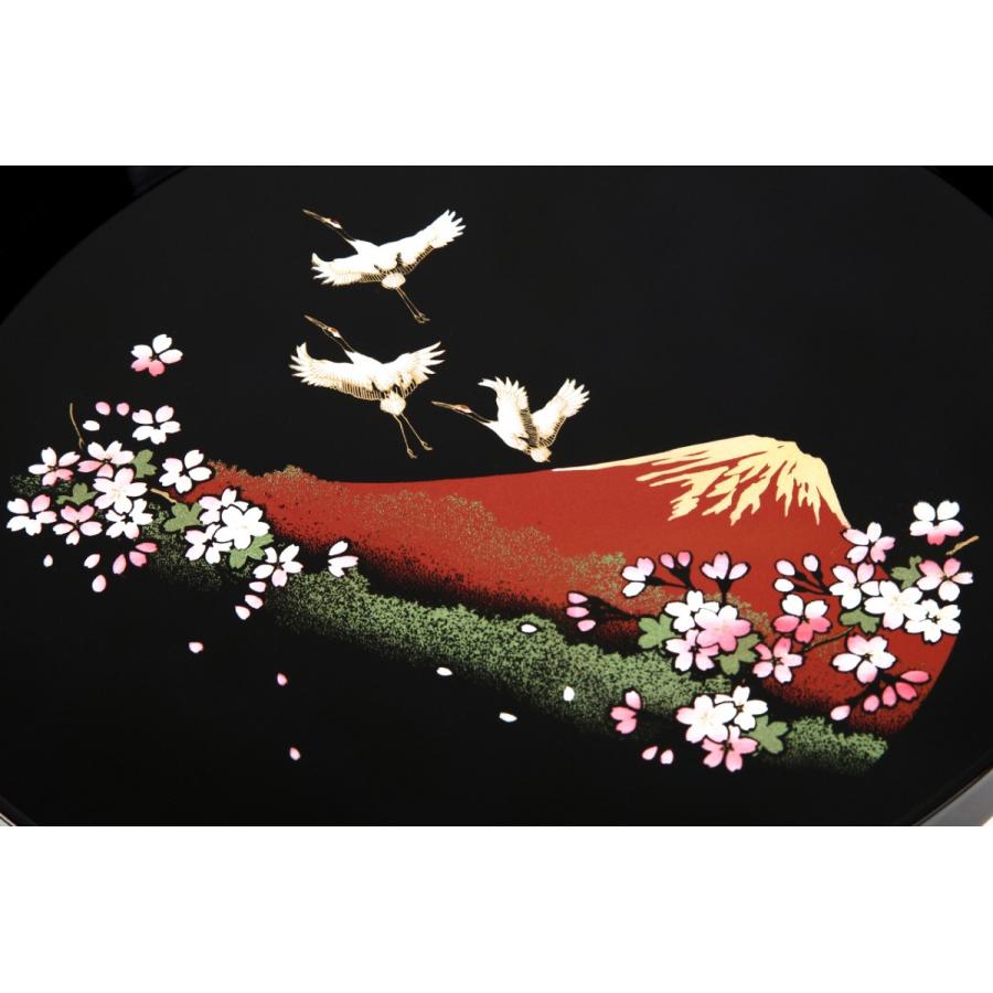 Sale 91 Off お盆 トレー おしゃれ ８寸丸盆 黒 富士山に鶴と桜 24cm 漆器 和柄 和風 ギフト 名入れ 日本製 Wantannas Go Id