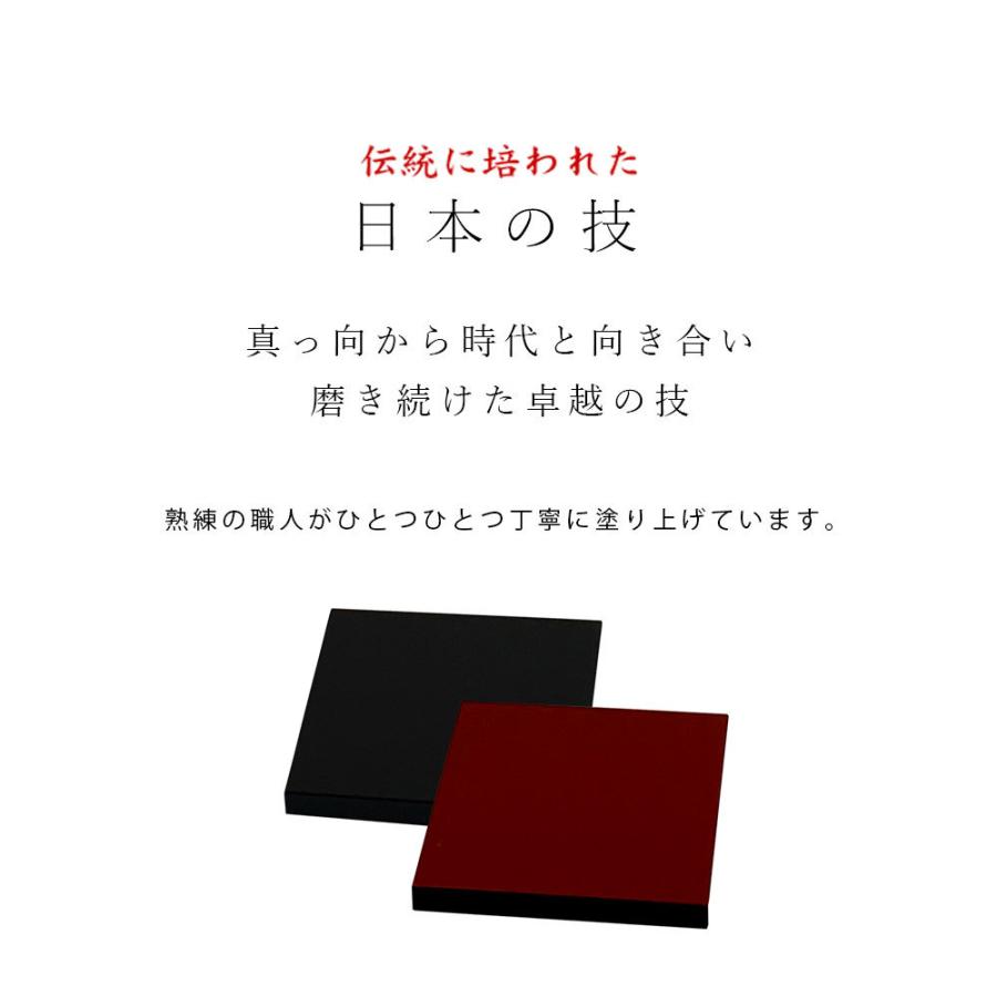 花台 木製 正角板 黒朱 両面塗り 6号 18cm 飾り台 漆器 敷板 おしゃれ 室内 玄関｜yamaga-shikki｜03