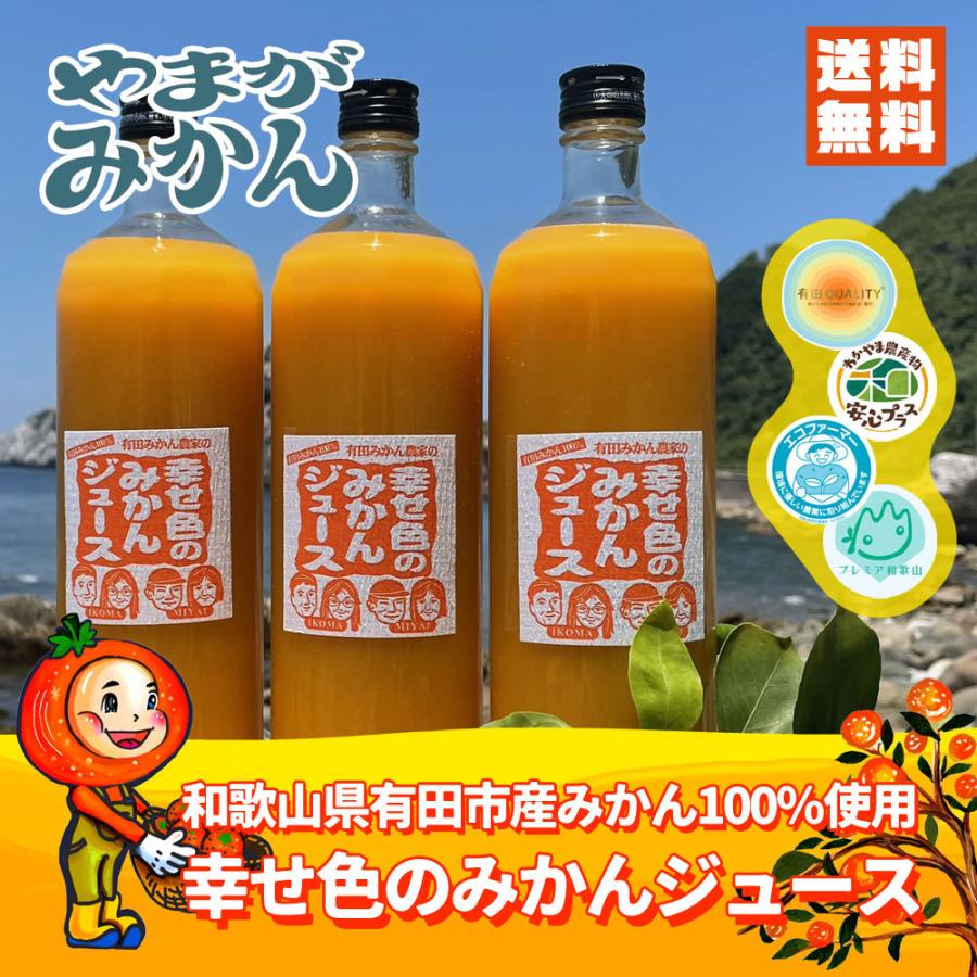 有田みかん100％をギュっと搾った 幸せ色のみかんジュース 900ml 3本