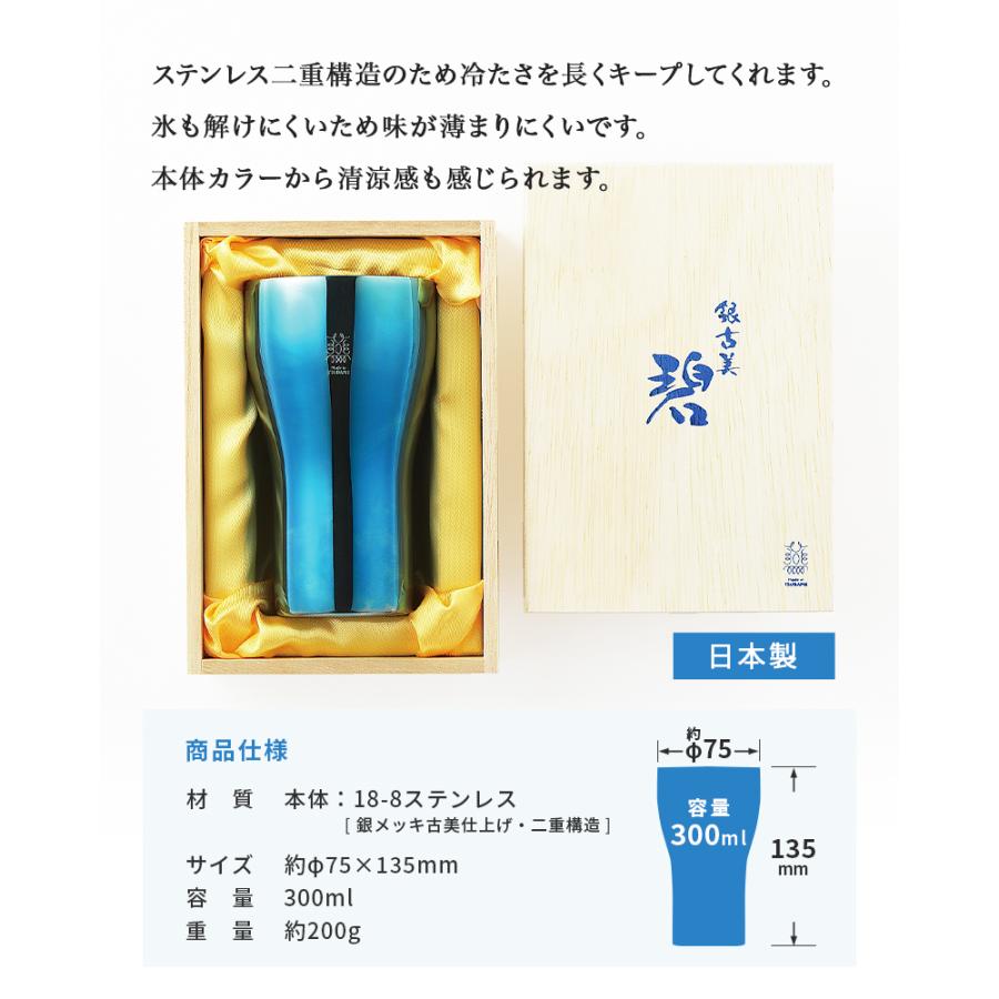 タマハシ 碧 銀古美 ステンレスW構造タンブラー 300ml AO-05 メイド